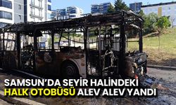 Samsun’da Seyir Halindeki Halk Otobüsü Alev Alev Yandı