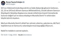 Cumhurbaşkanı Erdoğan'dan, eski bakan Demir için taziye mesajı
