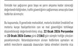 Elazığ'da motokuryelere 2 gün trafik yasağı