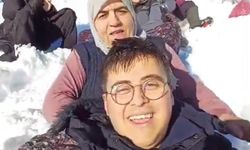 Köylülerin kar keyfi; naylon poşetlerle kaydılar