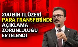 200 Bin TL Üzeri Transferlerde Açıklama Zorunluluğu Ertelendi