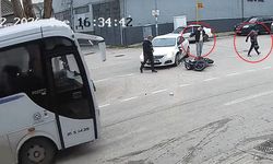 Yaralı motosiklet sürücüsüne yardım etmek yerine otomobilindeki hasara baktı
