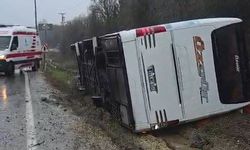 İstanbul- Çatalca'da otobüs devrildi; yaralılar var