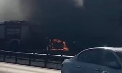 Avcılar TEM Otoyolu'nda otomobilden yükselen alevler ağaçlık alana sıçradı