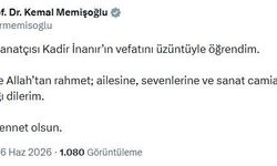 Bakan Memişoğlu'ndan Kadir İnanır için başsağlığı mesajı