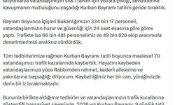 Bayram tatilindeki trafik kazalarında 70 kişi öldü