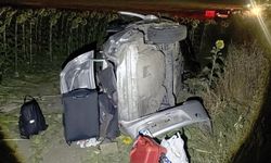 Ayçiçeği tarlasına devrilen otomobilde 5 kişi yaralandı