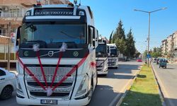 Hatay'da TIR'larla düğün konvoyu