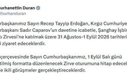 Cumhurbaşkanı Erdoğan, yarın Kırgızistan'a gidecek