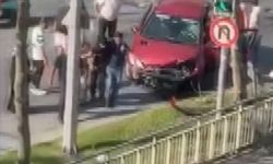 Sultangazi'de yayaya çarpmamak için manevra yaptı; trafik ışığına çarptı