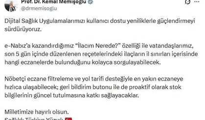 e-Nabız'a 'İlacım Nerede' özelliği eklendi