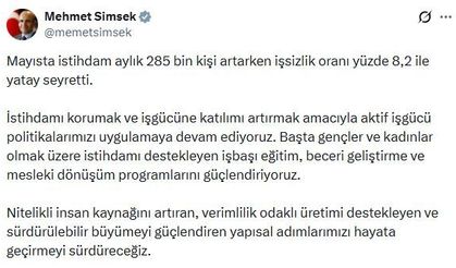 Bakan Şimşek: Aktif iş gücü politikalarımıza devam ediyoruz