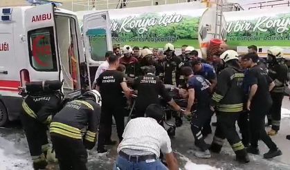 Konya'da yatak fabrikasında yangın; 1 itfaiye eri yaralandı