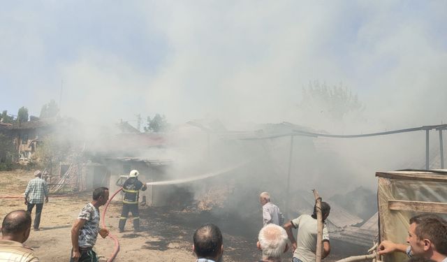 Tokat'ta Çıkan Yangında Ahır ve Samanlıkta Hasar Oluştu