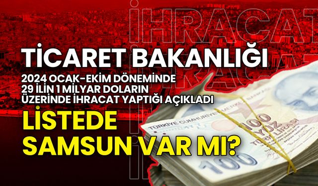 Bakanlık 29 İlin 1 Milyar Dolar İhracat Yaptığını Açıkladı! Samsun Kaçıncı Sırada?