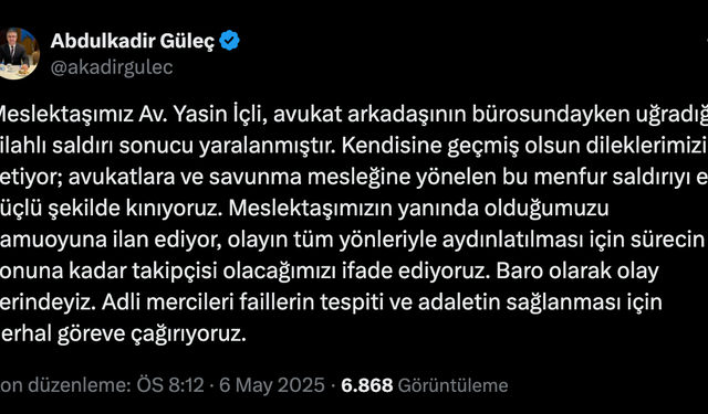 Avukat, silahlı saldırıda ayaklarından vuruldu