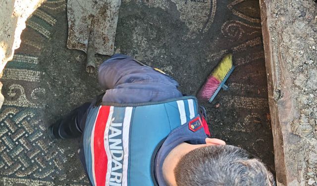 Tokat'ta izinsiz kazıda Antik Yunanca yazı olan mozaik bulundu; 2 tutuklama