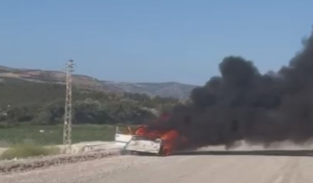 Amasya'da otomobil alev alev yandı