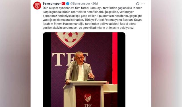 Samsunspor’dan TFF Başkanı Hacıosmanoğlu’na Çağrı
