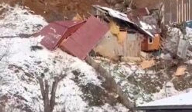 Artvin'de heyelan; ev ve ahır yıkıldı