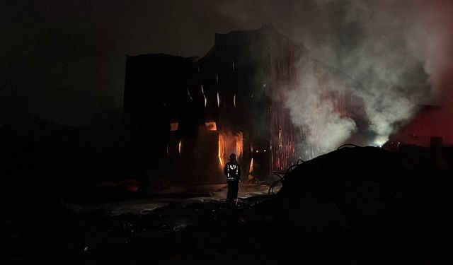 Kocaeli'de atık plastik deposunda yangın (2)