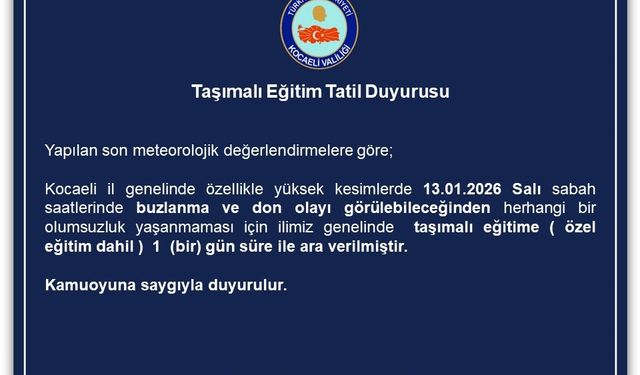 Kocaeli'de taşımalı eğitime 'buz ve don' engeli