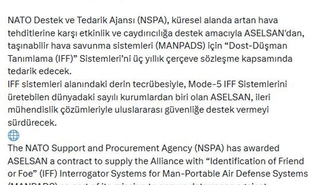 NATO, ASELSAN'dan IFF Sistemleri'ni tedarik edecek