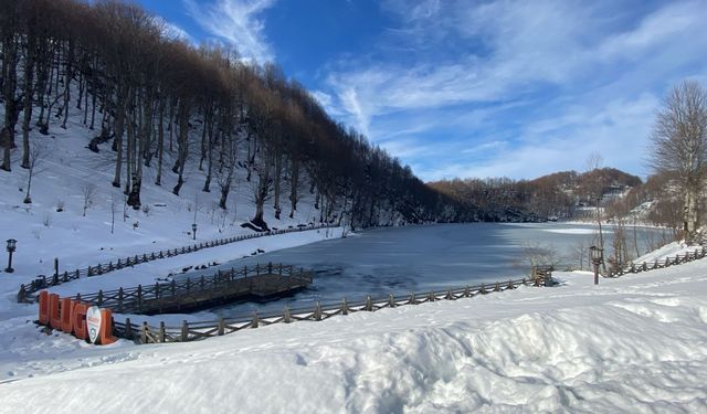 Ordu'daki Ulugöl buz tuttu