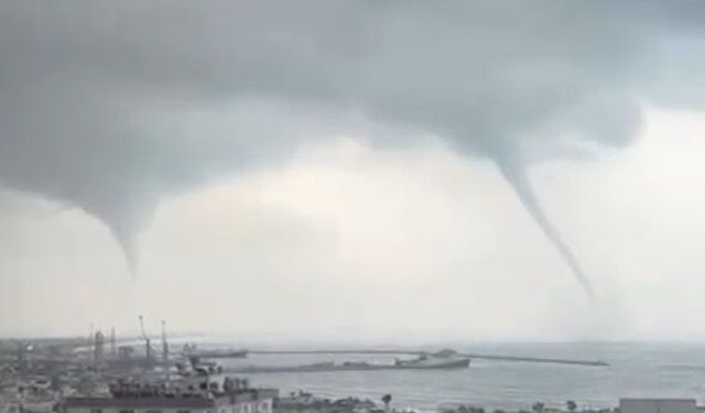 Silifke açıklarında oluşan 2 hortum kamerada