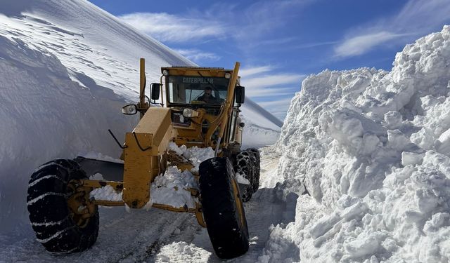 3 bin 300 rakımlı mezra yolunda karla mücadele sürüyor