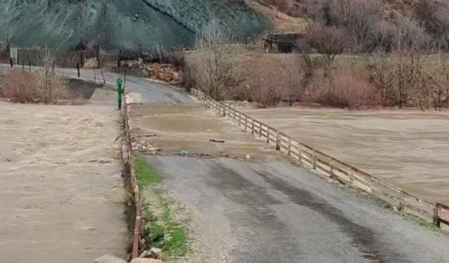 Diyarbakır'da yağış sonrası dere taştı, köprü su altında kaldı