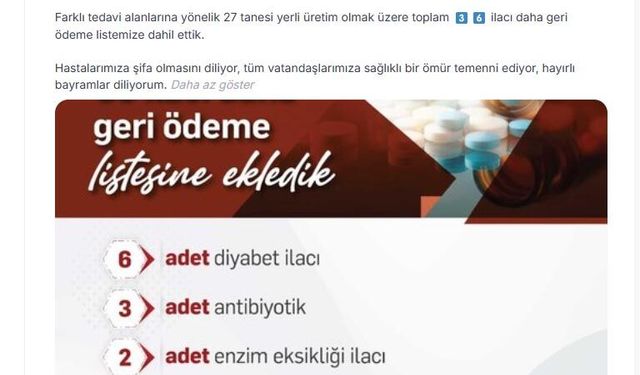 36 ilaç daha SGK'nın geri ödeme listesinde