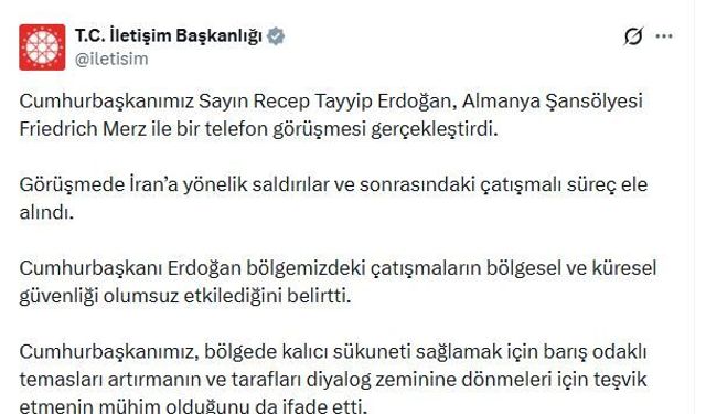 Cumhurbaşkanı Erdoğan, Almanya Şansölyesi Merz ile görüştü