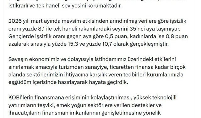Cevdet Yılmaz: İşsizliği azaltmayı ve toplumsal refahı artırmayı amaçlıyoruz
