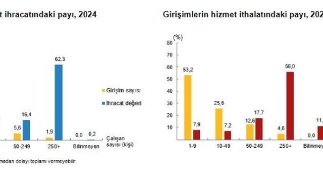 Hizmet ihracatının yüzde 62,3'ünü büyük ölçekli girişimler yaptı