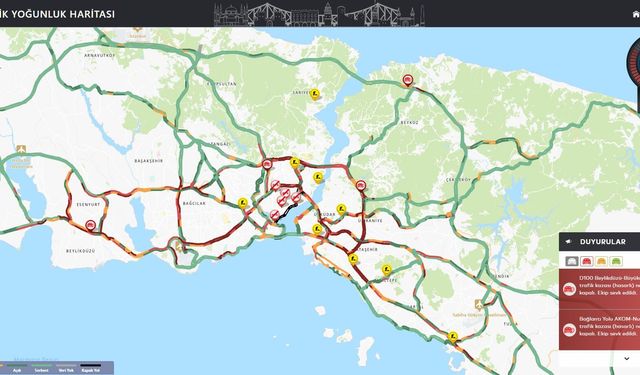 İstanbul'da trafik yoğunluğu yüzde 85'e ulaştı
