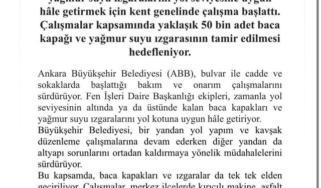 ABB'den yağmur suyu mazgalları açıklaması