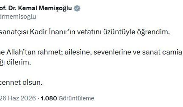 Bakan Memişoğlu'ndan Kadir İnanır için başsağlığı mesajı