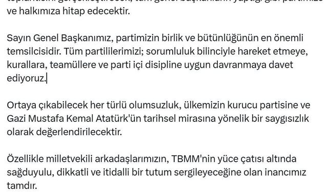 CHP Sözcüsü Sarı: Genel Başkanımız Kılıçdaroğlu, yarın grup toplantısını gerçekleştirecek