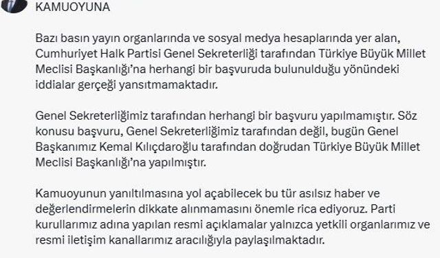 CHP'li Nalbantoğlu'ndan 'TBMM Başkanlığı'na başvuru' açıklaması