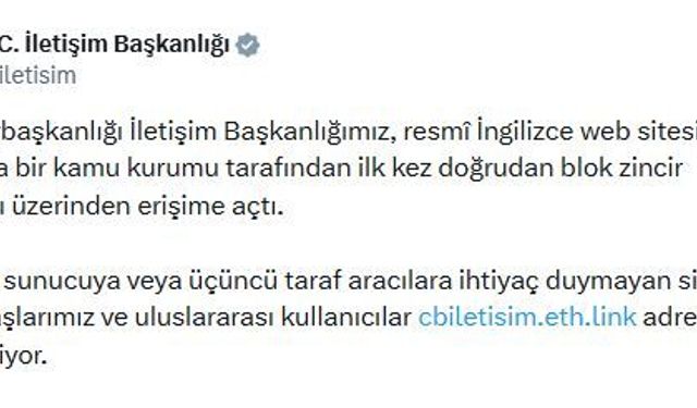 İletişim Başkanlığı'nın İngilizce web sitesi, blok zincir altyapısına taşındı