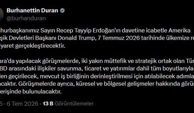 ABD Başkanı Trump, yarın Türkiye'ye geliyor