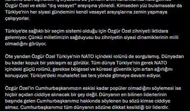 AK Parti'li Çelik: Özgür Özel, 'dış vesayet' arayışına yöneldi