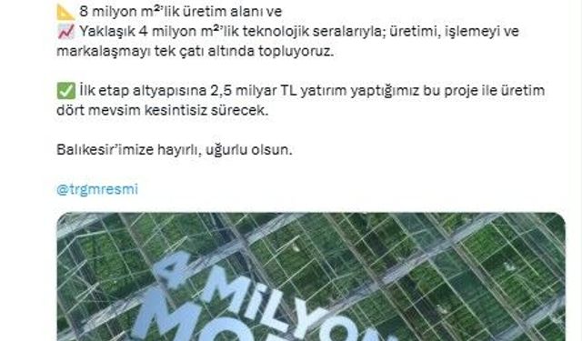 Bakan Yumaklı: Balıkesir'de, Türkiye'nin en büyük üretim üslerinden biri yükseliyor