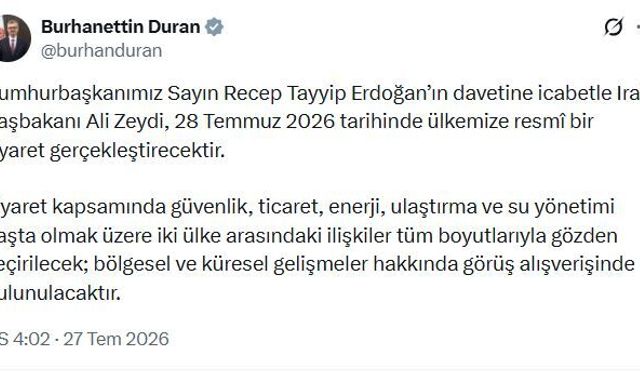 Irak Başbakanı Zeydi, Türkiye'ye gelecek