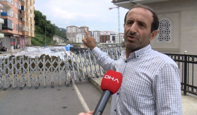 Rize'de çöken yolda önlem