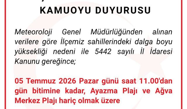 Şile'de bazı plajlarda denize girmek yasaklandı