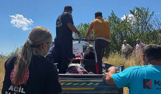 Yaylada düşerek yaralanan kişi patpatla ambulansa taşındı