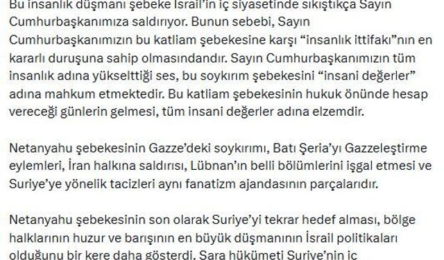 AK Parti'li Çelik: İsrail, Suriye halkının iç barışına saldırmaktadır