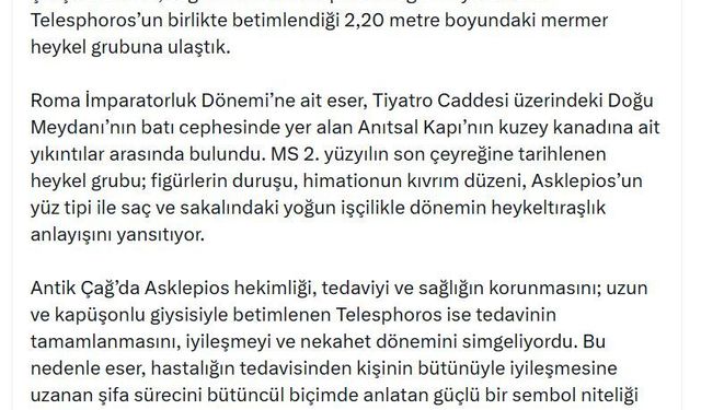 Aspendos'ta 'sağlık tanrısı' ve oğlunun heykeli bulundu